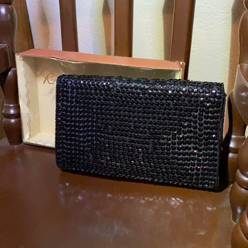 Vintage Black Sequins Clutch - Picture 3 of 6